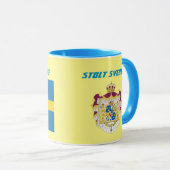 スウェ誇りを持ったード国旗とクレストマグ マグカップ (正面右)