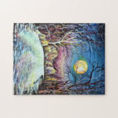 スウェ静かーデンの冬の満月 ジグソーパズル (横)