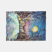 スウェ静かーデンの冬の満月 フリースブランケット (正面(横))