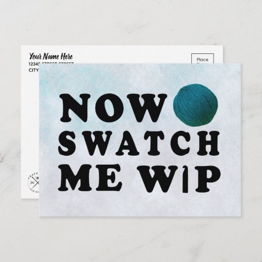 スウォッチミーWIPクロシェティール（緑がかった色）ヤーンクラフツ ポストカード (正面/裏面)