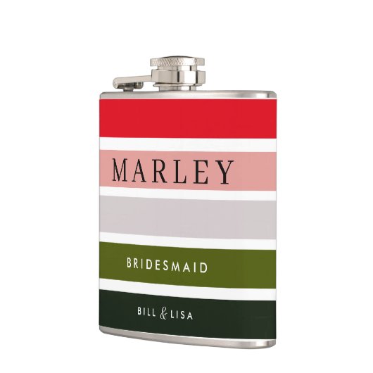 スウォンプ グリーン パーソナライズド ブライズメイド ヒップ フラスク (左)