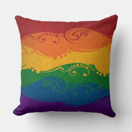 スウォーファンシードと渦巻きLGBTQプライド虹の旗 クッション
