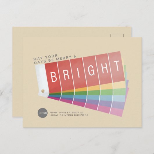 スウ絵を描ィート企業の/ビジネスメリーと明るい シーズンポストカード (正面/裏面)