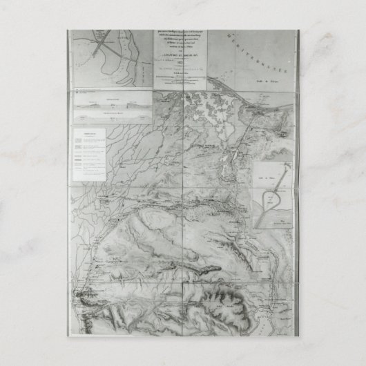 スエズ運河の予備地図， 1855 ポストカード (正面)