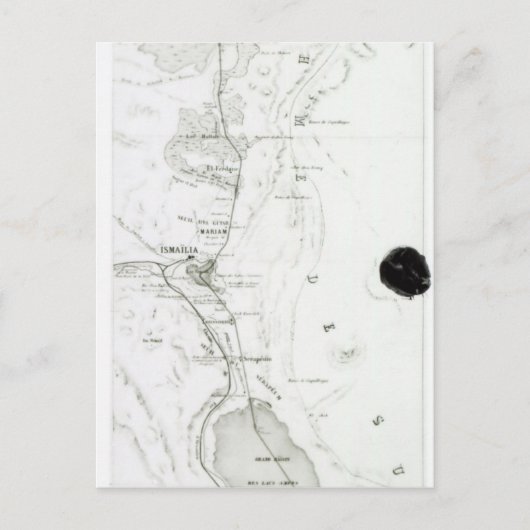 スエズ運河の地図， c.1869 ポストカード (正面)