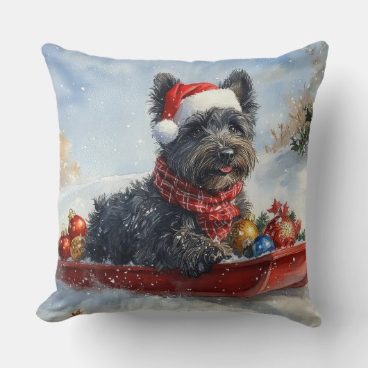 スエッジクリスマスのブービアデフランドレスドッグ クッション (正面)