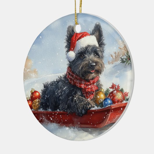 スエッジクリスマスのブービアデフランドレスドッグ セラミックオーナメント (左)