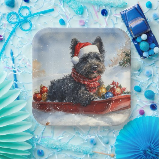 スエッジクリスマスのブービアデフランドレスドッグ ペーパープレート (パーティー)