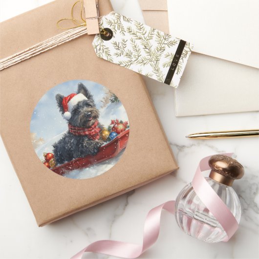 スエッジクリスマスのブービアデフランドレスドッグ ラウンドシール (ギフト)