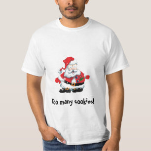 スエットシャツのサンタの病気の漫画余りにも多くのクッキー! Tシャツ