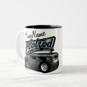 スエデパーソナライズされたセダン改造スピードショップガレージ ツートーンマグカップ (正面左)