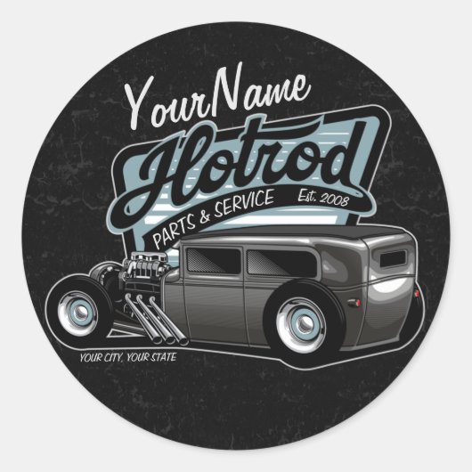 スエデパーソナライズされたセダン改造スピードショップガレージ ラウンドシール (正面)