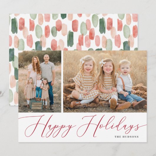 スエレガントクリプシンプルトカリグラフィー2フォトホリデー  シーズンカード (正面/裏面)