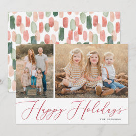 スエレガントクリプシンプルトカリグラフィー2フォトホリデー  シーズンカード