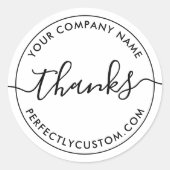 スエレガントクリプトシンプルホワイトビジネス感謝していユー ラウンドシール (正面)