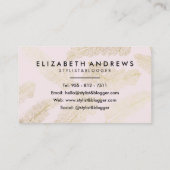 スエレガントテフェイクィリスト金ゴールド箔赤面ピンクの羽 名刺 (裏面)