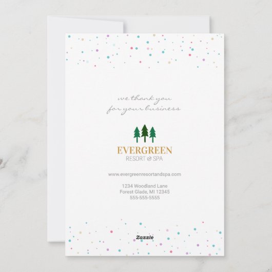 スエレガントノーフレークシーズンの挨拶ビジネス シーズンカード (裏面)