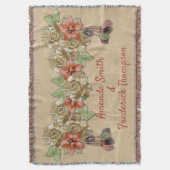 スエードの革の花 スローブランケット (正面縦)