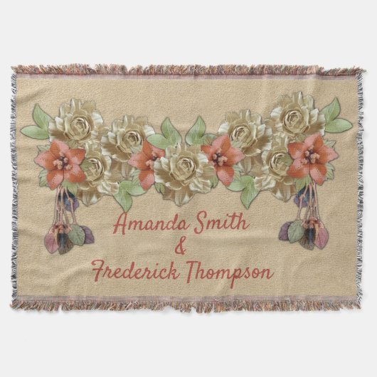 スエードの革の花 スローブランケット (正面)