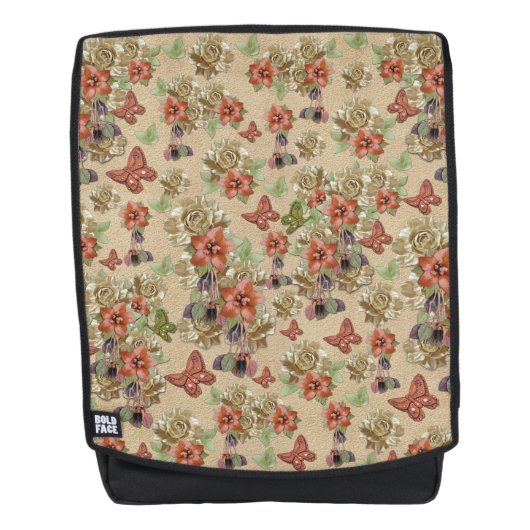 スエードの革の花 バックパック (正面)