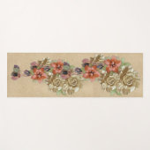 スエードクリームの上に革の花 ヨガマット (正面(横))