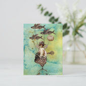 スエームパンク飛んでいるフィッシュシーシップ ポストカード (スタンド正面)