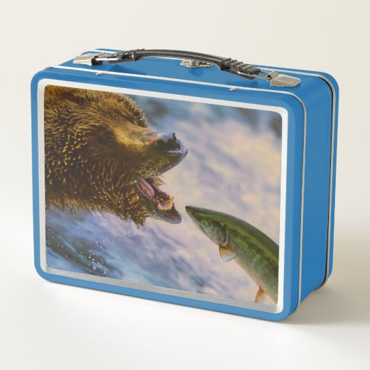 スエールヘッドサケが白熊の口に飛び込む メタルランチボックス (裏面)