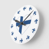 スオミフィンランドハート国旗 ラウンド壁時計 (傾斜)