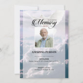 スカイと鳩の葬儀祈りの言葉カードテンプレート (正面)