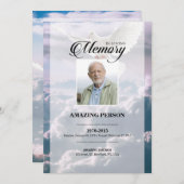 スカイと鳩の葬儀祈りの言葉カードテンプレート (正面/裏面)