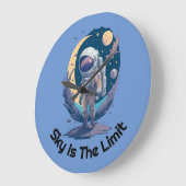 スカイは宇宙飛行士のTシャツの最高の贈り物だ ラージ壁時計 (傾斜)