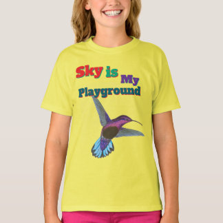 スカイは私の遊び場の女性の鳥のデザインTシャツ Tシャツ