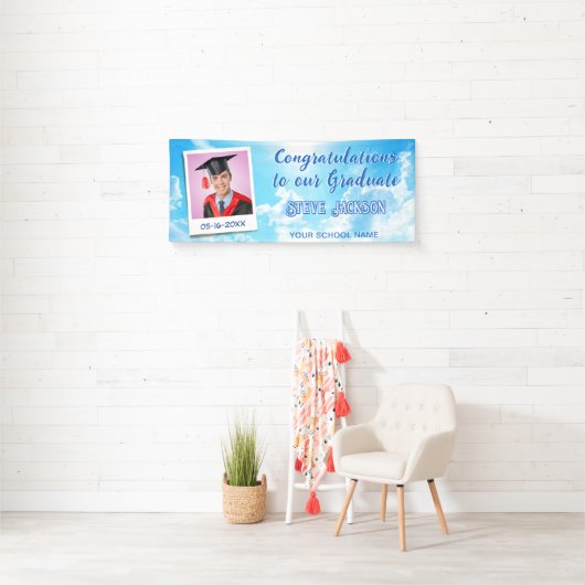 スカイは限界おめでとう写真卒業パーティー 横断幕 (インサイチュ)