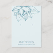 スカイアクアティール(緑がかった色)ブルーロータスシンプルイヤリングディスプレイ 名刺 (正面)