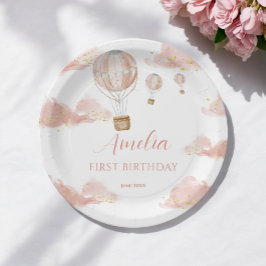 スカイアドベンチャー ピンク熱気球 1歳の誕生日 ペーパープレート