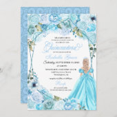 スカイエレガントブルーフローラキンセアニェラ招待状 招待状 (正面/裏面)