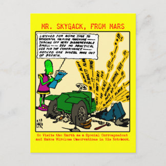 スカイガック氏は壊れた自動車を観察している ポストカード