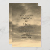 スカイクラウディッド金ゴールドブラウンセピアアートシーシックズ結婚ズ 招待状 (正面/裏面)