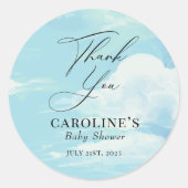 スカイクラウドブルーベビーシャワーありがとう ラウンドシール (正面)