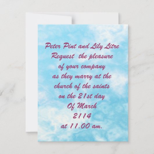 スカイクラウド結婚式招待状。 招待状 (正面)