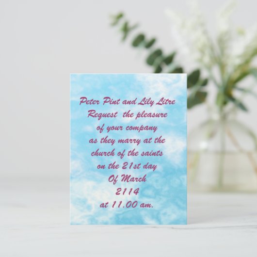 スカイクラウド結婚式招待状。 招待状 (スタンド正面)