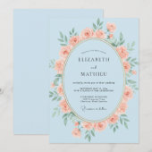スカイコーラルリースの結婚式 招待状 (正面/裏面)