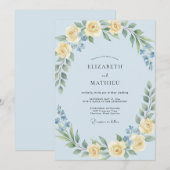 スカイゴールドの花冠の結婚式 招待状 (正面/裏面)