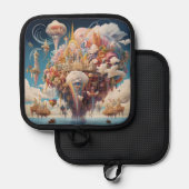 スカイシティポスホルダー鮮やか – カラーと隆起 鍋敷き (正面/裏面)