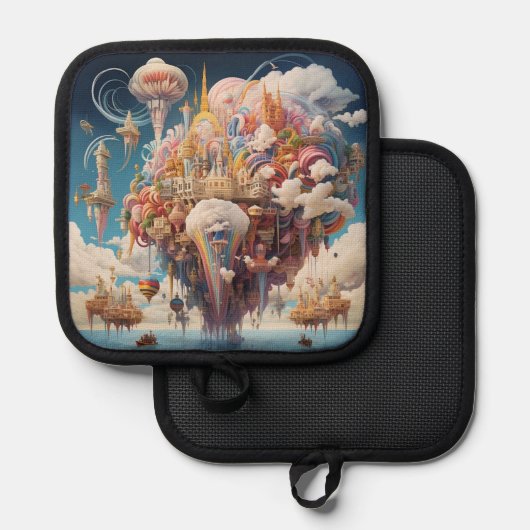 スカイシティポスホルダー鮮やか – カラーと隆起 鍋敷き (正面/裏面)