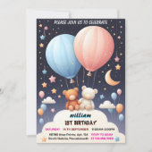 スカイジョイントベア熱気球ツインズ1st誕生日 招待状 (正面)