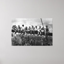 スカイスクレイパーの上で昼食 1932 ニューヨーク市 鉄骨作業員 キャンバスプリント