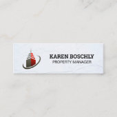 スカイスクレーパー建物アイコン スキニー名刺 (正面)