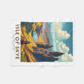 スカイスコットランド島トラベルアートヴィンテージ フリースブランケット (正面(横))