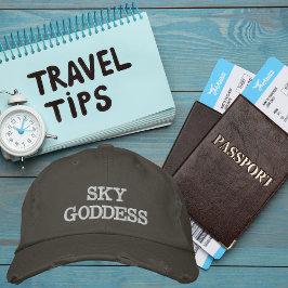 スカイタイポグラフィワンダーラストシンプル 刺繍入りキャップ